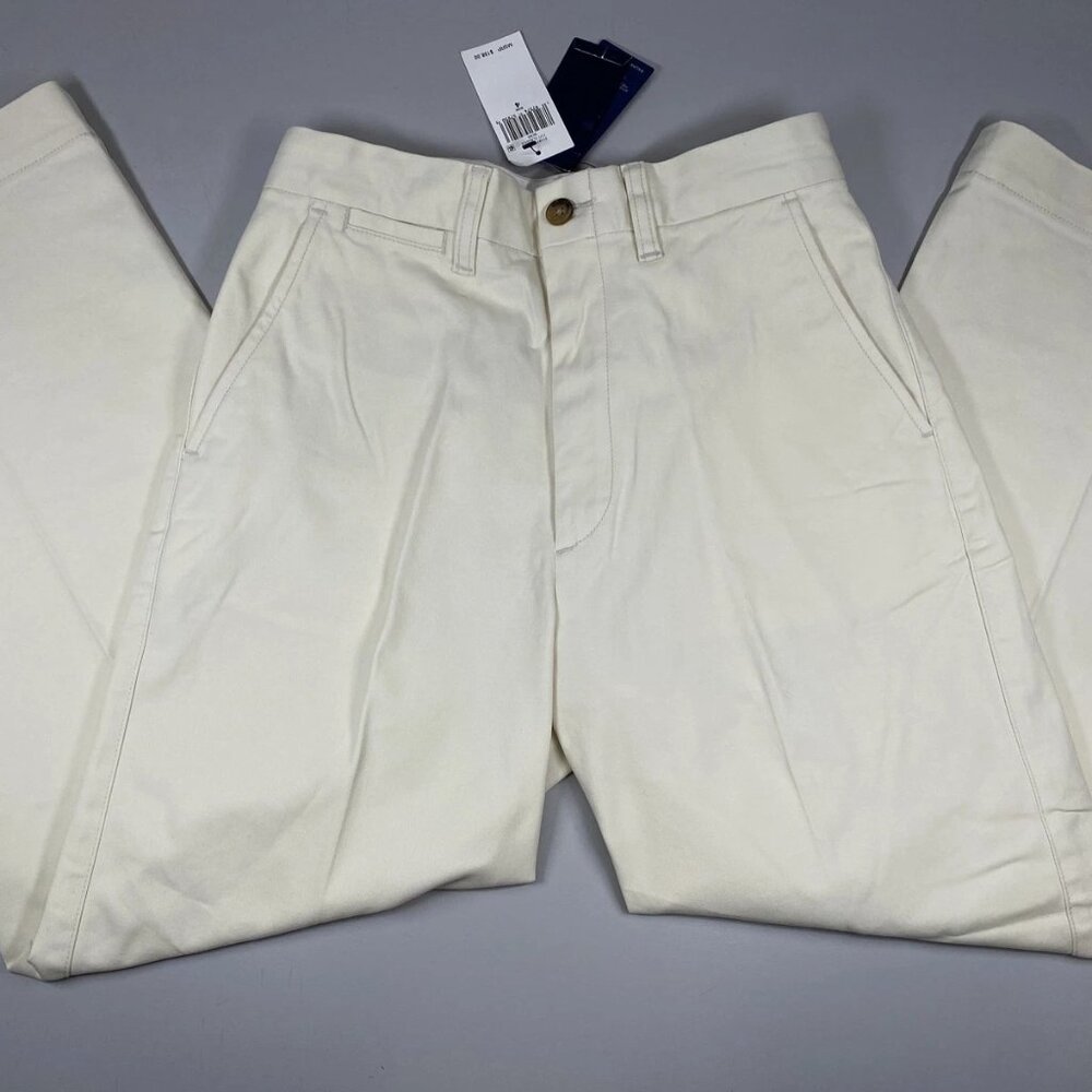 NEW POLO RALPH LAUREN Wide-Leg Cropped Chino • Size 4 • Ivory Sand • Mid Rise